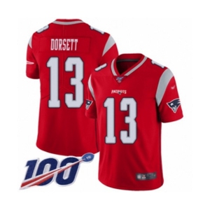 Men's New England Patriots #13 Phillip Dorsett Limited Red Inverted Legend 100th Season Football Jersey