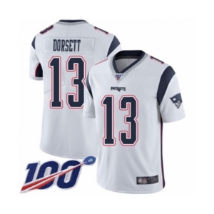 Men's New England Patriots #13 Phillip Dorsett White Vapor Untouchable Limited Player 100th Season Football Jersey