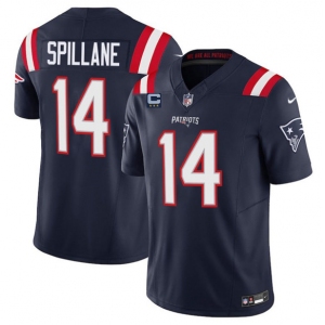 Men's New England Patriots #14 Robert Spillane Navy 2025 F.U.S.E. With 3-Star C Patch Vapor Limited Stitched Jersey