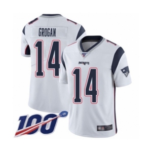 Men's New England Patriots #14 Steve Grogan White Vapor Untouchable Limited Player 100th Season Football Jersey