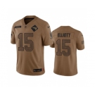 Men's New England Patriots #15 Ezekiel Elliott 2023 Brown Salute To Service Limited Football Stitched Jersey