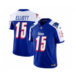 Men's New England Patriots #15 Ezekiel Elliott Blue White 2023 F.U.S.E. Vapor Limited Football Stitched Jersey