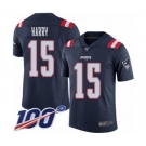 Men's New England Patriots #15 N'Keal Harry Limited Navy Blue Rush Vapor Untouchable 100th Season Football Jersey