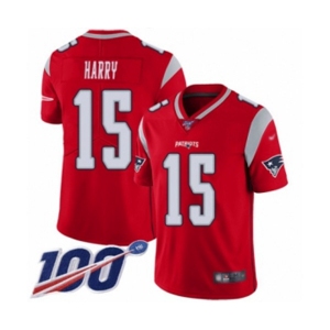 Men's New England Patriots #15 N'Keal Harry Limited Red Inverted Legend 100th Season Football Jersey