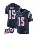 Men's New England Patriots #15 N'Keal Harry Navy Blue Team Color Vapor Untouchable Limited Player 100th Season Football Jersey