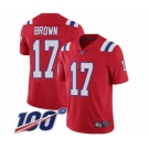 Men's New England Patriots #17 Antonio Brown Red Alternate Vapor Untouchable Limited Player 100th Season Football Jersey