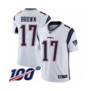 Men's New England Patriots #17 Antonio Brown White Vapor Untouchable Limited Player 100th Season Football Jersey