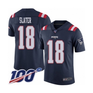 Men's New England Patriots #18 Matthew Slater Limited Navy Blue Rush Vapor Untouchable 100th Season Football Jersey