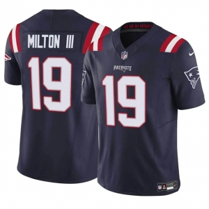 Men's New England Patriots #19 Joe Milton III Navy 2024 F.U.S.E. Vapor Limited Football Stitched Jersey