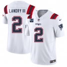 Men's New England Patriots #2 Harold Landry III White 2025 F.U.S.E. With 1-Star C Patch Vapor Limited Stitched Jersey
