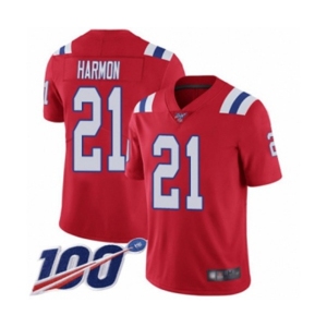 Men's New England Patriots #21 Duron Harmon Red Alternate Vapor Untouchable Limited Player 100th Season Football Jersey