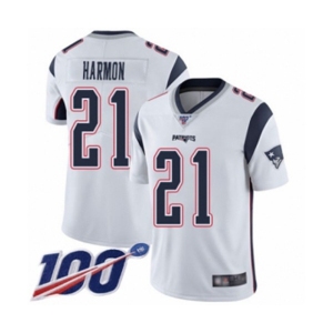 Men's New England Patriots #21 Duron Harmon White Vapor Untouchable Limited Player 100th Season Football Jersey