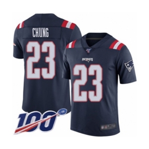 Men's New England Patriots #23 Patrick Chung Limited Navy Blue Rush Vapor Untouchable 100th Season Football Jersey