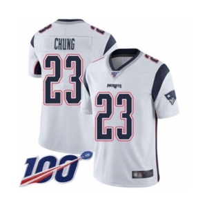 Men's New England Patriots #23 Patrick Chung White Vapor Untouchable Limited Player 100th Season Football Jersey