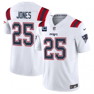 Men's New England Patriots #25 Marcus Jones White 2025 F.U.S.E. With 1-Star C Patch Vapor Limited Stitched Jersey