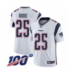 Men's New England Patriots #25 Terrence Brooks White Vapor Untouchable Limited Player 100th Season Football Jersey
