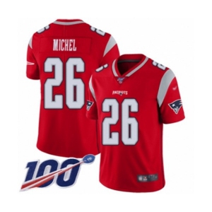 Men's New England Patriots #26 Sony Michel Limited Red Inverted Legend 100th Season Football Jersey