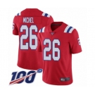 Men's New England Patriots #26 Sony Michel Red Alternate Vapor Untouchable Limited Player 100th Season Football Jersey