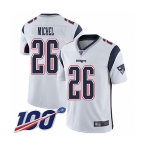 Men's New England Patriots #26 Sony Michel White Vapor Untouchable Limited Player 100th Season Football Jersey