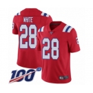 Men's New England Patriots #28 James White Red Alternate Vapor Untouchable Limited Player 100th Season Football Jersey