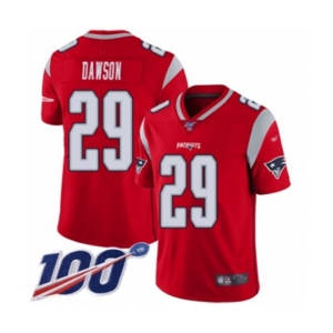 Men's New England Patriots #29 Duke Dawson Limited Red Inverted Legend 100th Season Football Jersey