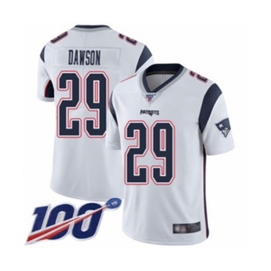 Men's New England Patriots #29 Duke Dawson White Vapor Untouchable Limited Player 100th Season Football Jersey