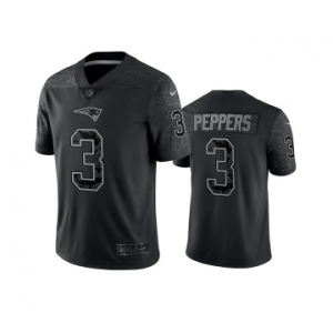 Men's New England Patriots #3 Jabrill Peppers Black Reflective Limited Stitched Football Jersey