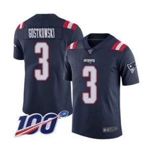 Men's New England Patriots #3 Stephen Gostkowski Limited Navy Blue Rush Vapor Untouchable 100th Season Football Jersey