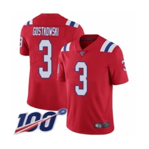 Men's New England Patriots #3 Stephen Gostkowski Red Alternate Vapor Untouchable Limited Player 100th Season Football Jersey