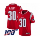 Men's New England Patriots #30 Jason McCourty Limited Red Inverted Legend 100th Season Football Jersey