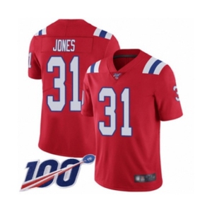 Men's New England Patriots #31 Jonathan Jones Red Alternate Vapor Untouchable Limited Player 100th Season Football Jersey