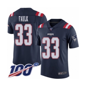 Men's New England Patriots #33 Kevin Faulk Limited Navy Blue Rush Vapor Untouchable 100th Season Football Jersey