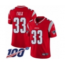 Men's New England Patriots #33 Kevin Faulk Limited Red Inverted Legend 100th Season Football Jersey