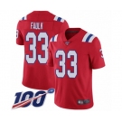 Men's New England Patriots #33 Kevin Faulk Red Alternate Vapor Untouchable Limited Player 100th Season Football Jersey