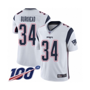 Men's New England Patriots #34 Rex Burkhead White Vapor Untouchable Limited Player 100th Season Football Jersey