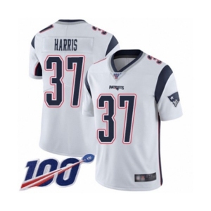 Men's New England Patriots #37 Damien Harris White Vapor Untouchable Limited Player 100th Season Football Jersey