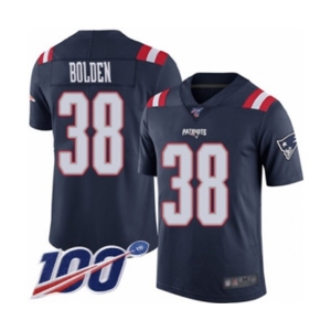 Men's New England Patriots #38 Brandon Bolden Limited Navy Blue Rush Vapor Untouchable 100th Season Football Jersey