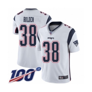 Men's New England Patriots #38 Brandon Bolden White Vapor Untouchable Limited Player 100th Season Football Jersey