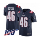 Men's New England Patriots #46 James Develin Limited Navy Blue Rush Vapor Untouchable 100th Season Football Jersey