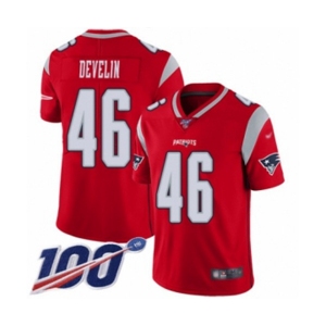 Men's New England Patriots #46 James Develin Limited Red Inverted Legend 100th Season Football Jersey