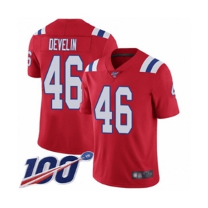 Men's New England Patriots #46 James Develin Red Alternate Vapor Untouchable Limited Player 100th Season Football Jersey