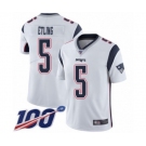 Men's New England Patriots #5 Danny Etling White Vapor Untouchable Limited Player 100th Season Football Jersey