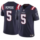 Men's New England Patriots #5 Jabrill Peppers Navy F.U.S.E. With 3-Star C Patch Vapor Limited Stitched Football Jersey