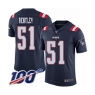 Men's New England Patriots #51 Ja'Whaun Bentley Limited Navy Blue Rush Vapor Untouchable 100th Season Football Jersey