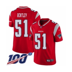 Men's New England Patriots #51 Ja'Whaun Bentley Limited Red Inverted Legend 100th Season Football Jersey