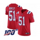 Men's New England Patriots #51 Ja'Whaun Bentley Red Alternate Vapor Untouchable Limited Player 100th Season Football Jersey