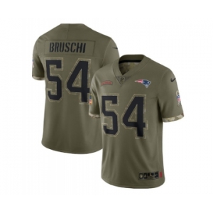 Men's New England Patriots #54 Tedy Bruschi 2022 Olive Salute To Service Limited Stitched Jersey