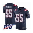 Men's New England Patriots #55 John Simon Limited Navy Blue Rush Vapor Untouchable 100th Season Football Jersey