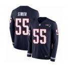 Men's New England Patriots #55 John Simon Limited Navy Blue Therma Long Sleeve Football Jersey