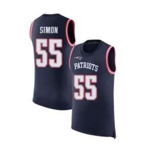 Men's New England Patriots #55 John Simon Navy Blue Rush Player Name & Number Tank Top Football Jersey